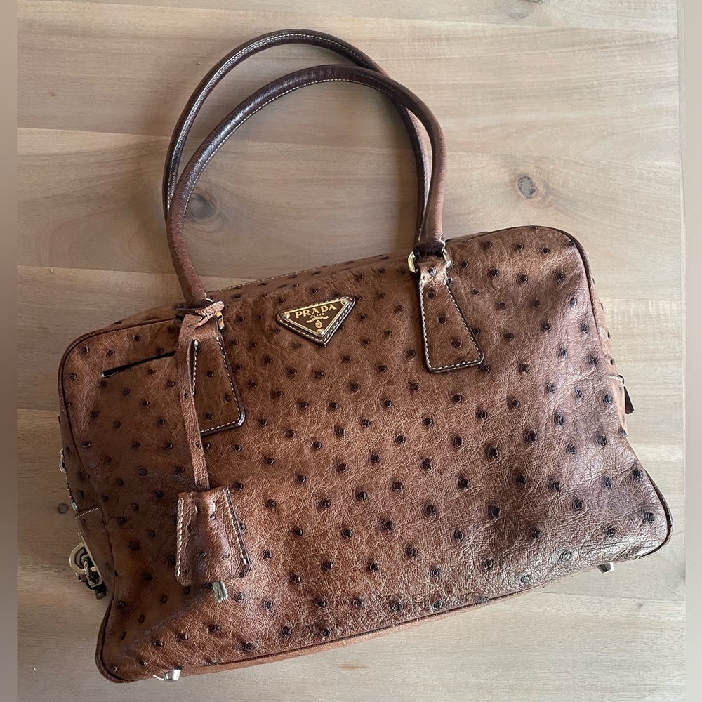 Prada Brown Ostrich Leather Bag